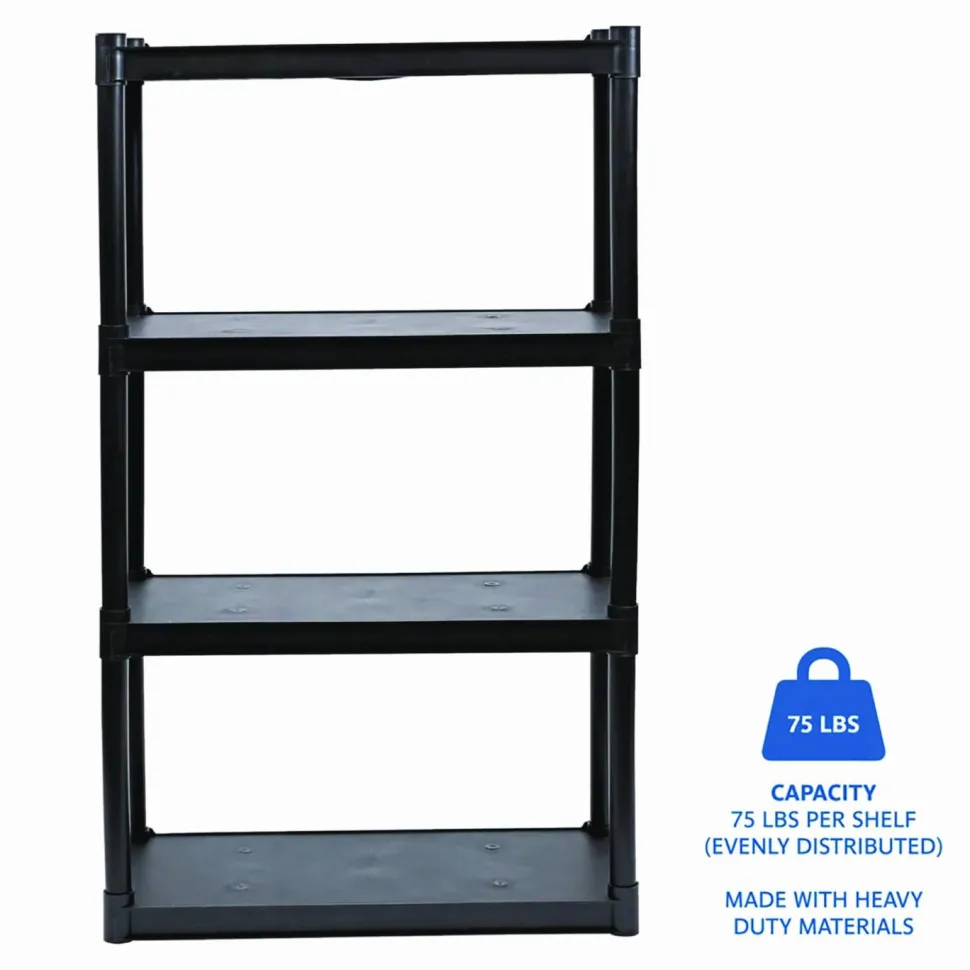 Iceberg 4-Shelf Open Storage System, Black