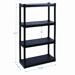 Iceberg 4-Shelf Open Storage System, Black