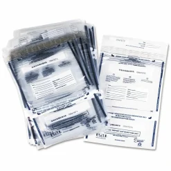 Iconex Clear Dual Deposit Bags with Tamper Evident Closure, Plastic, 11" x 15", Clear, 100/Pack