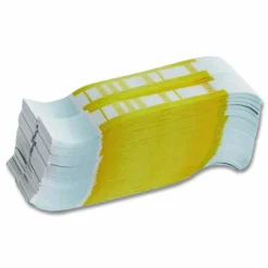 Iconex Color-Coded Kraft Currency Straps, Self-Adhesive, Tens, $1,000 Strap, Yellow/White, 1,000/Pack