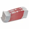 Iconex Color-Coded Kraft Currency Straps, Self-Adhesive, Fives, $500 Strap, Red/White, 1,000/Pack