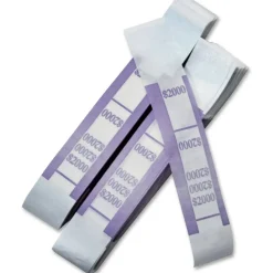 Iconex Color-Coded Kraft Currency Straps, Self-Adhesive, Twenties, $2,000 Strap, Violet/White, 1,000/Pack