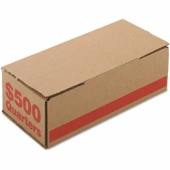 Iconex Corrugated Coin Storage and Shipping Boxes, Accommodates $500 in Quarters, 10.94" x 5" x 30.38", Orange, 50/Carton