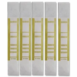 Iconex Dark Yellow Currency Strap, Self-Adhesive, Hundreds, $10,000 Strap, Mustard/White, 1,000/Pack