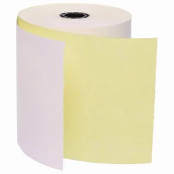 Iconex Impact Printing Carbonless Paper Rolls with End of Roll Indicator, 3" x 90 ft, White/Canary, 50/Carton