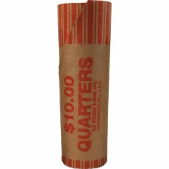 Iconex Preformed Tubular Coin Wrappers, Quarters, $10, 1,000 Wrappers/Box