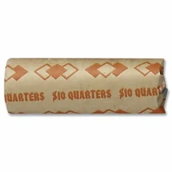 Iconex Tubular Coin Wrappers, Quarters, Orange/Kraft, 1,000/Pack