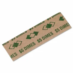 Iconex Tubular Coin Wrappers, Dimes, Green/Kraft, 1,000/Pack