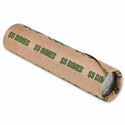 Iconex Tubular Coin Wrappers, Dimes, Green/Kraft, 1,000/Pack