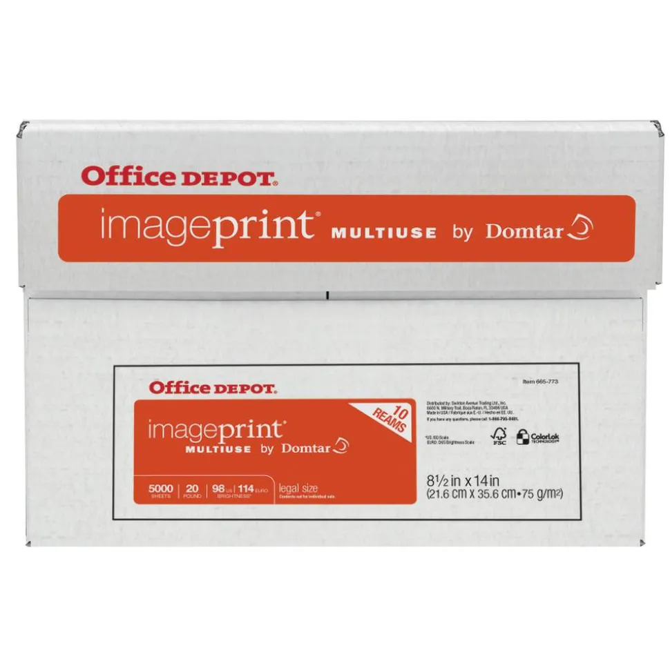 ImagePrint Multi-Use Printer & Copy Paper, White, Legal (8.5" x 14"), 5000 Sheets Per Case, 20 Lb, 98 Brightness, FSC Certified