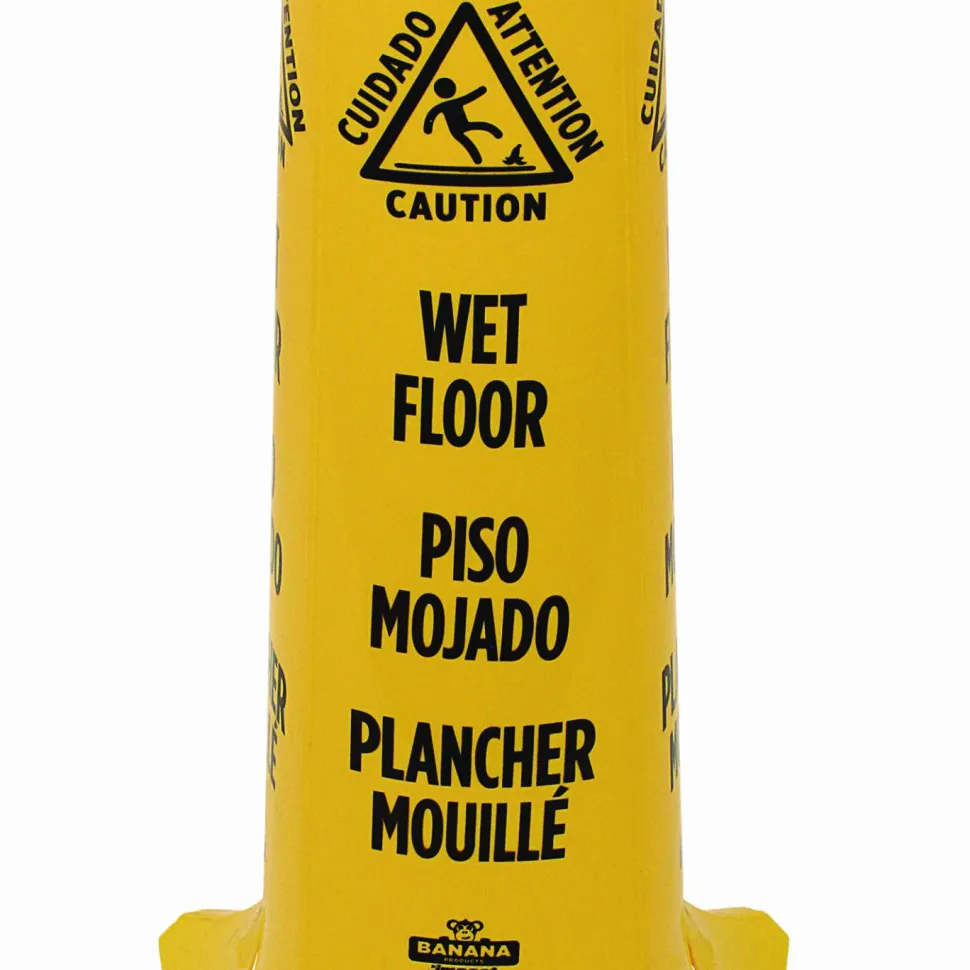 Impact Banana Wet Floor Cones, 14.25 x 14.25 x 36.75, Yellow/Brown/Black