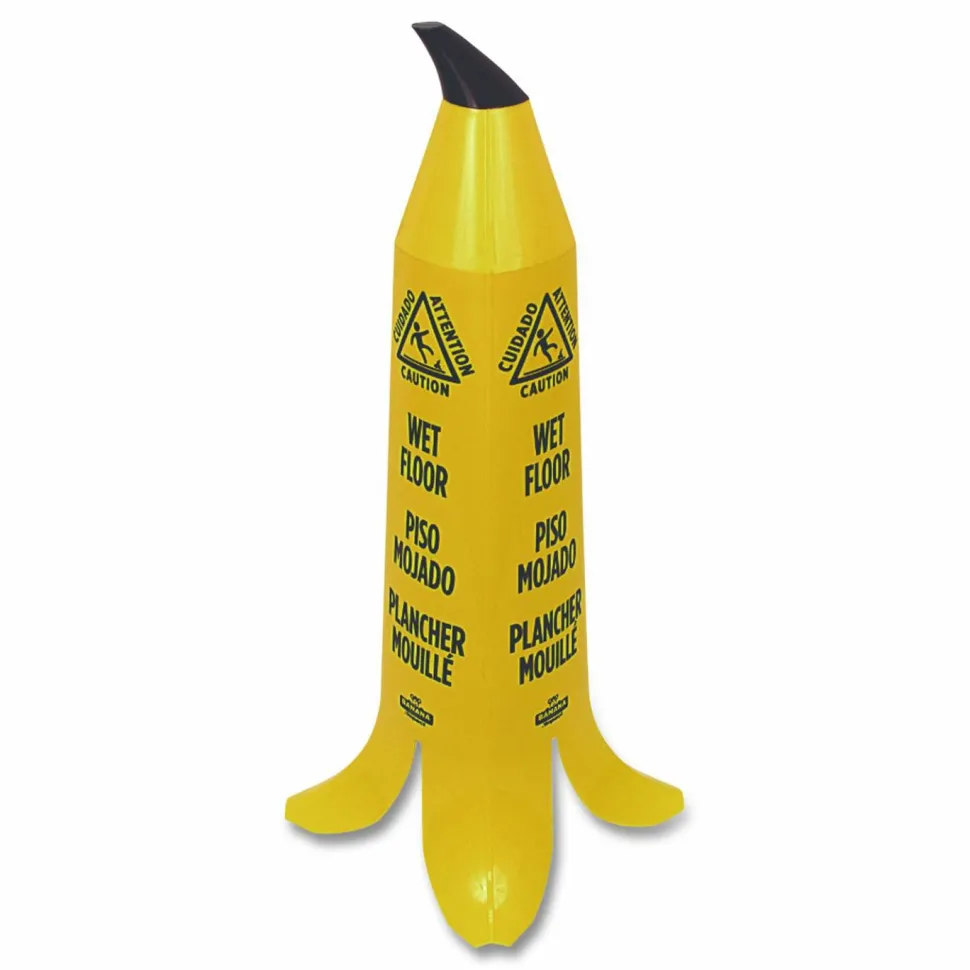 Impact Banana Wet Floor Cones, 14.25 x 14.25 x 36.75, Yellow/Brown/Black