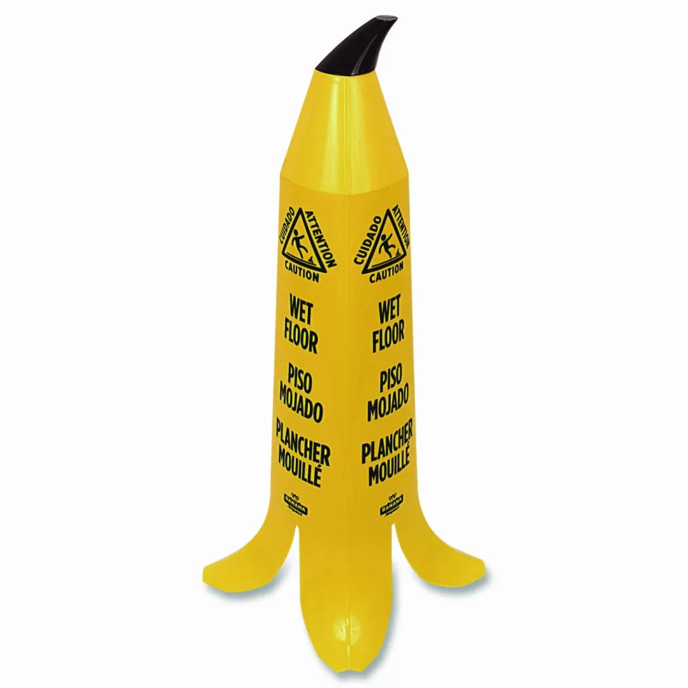 Impact Banana Wet Floor Cones, 14.25 x 14.25 x 36.75, Yellow/Brown/Black