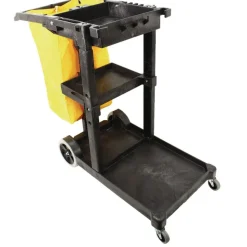 Impact Janitorial Cart, Plastic, 3 Shelves, 1 Bin, 20.5