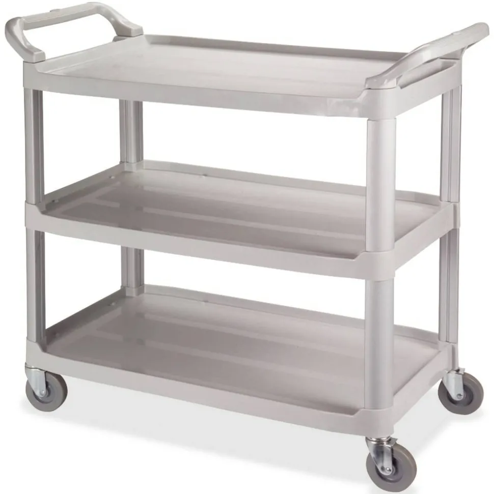 Impact 3-Shelf Bussing Cart, 3 Shelf, 200 lb Capacity, 4" Caster Size, 40"L x 20"W x 38"H, Gray