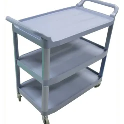 Impact 3-Shelf Bussing Cart, 3 Shelf, 200 lb Capacity, 4" Caster Size, 40"L x 20"W x 38"H, Gray
