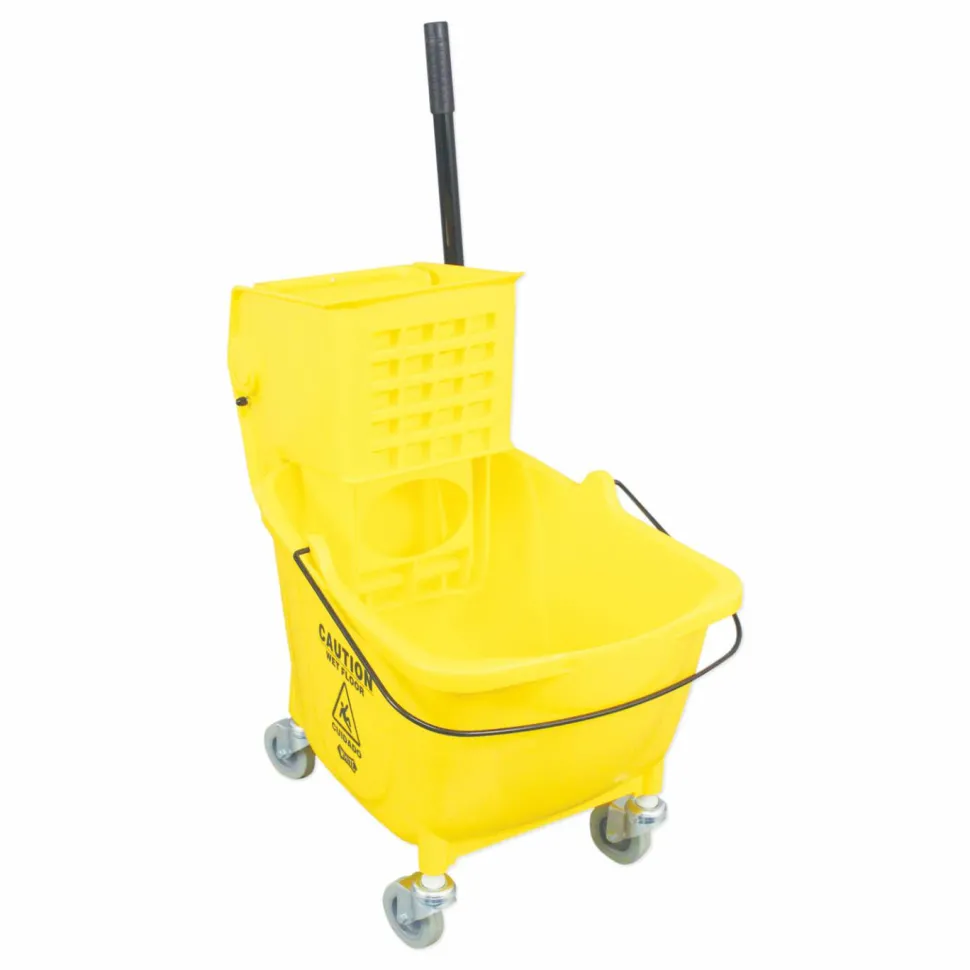 Impact Side-Press Wringer and Plastic Bucket Combo, 12 to 32 oz, Yellow