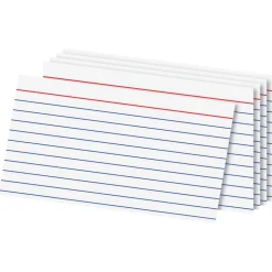 Index Cards, 3" x 5", Ruled, White, 100