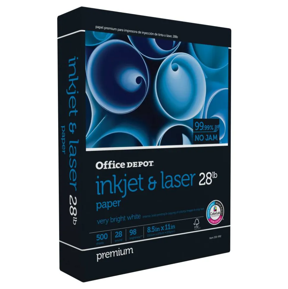 Inkjet And Laser Paper, 1 Ream, White, Letter Size (8 1/2" x 11"), Ream Of 500 Sheets, 28 Lb, 98 Brightness