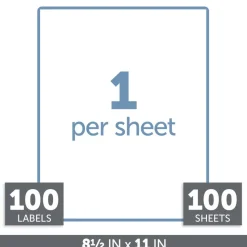 Inkjet/Laser Shipping Labels, Rectangle, 8 1/2" x 11", Full-Sheet, White, Pack Of 100