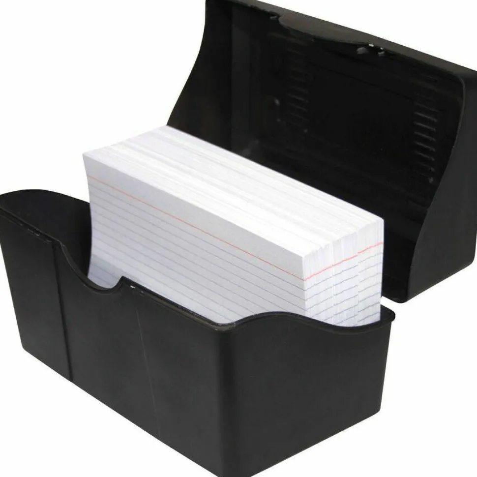 Innovative Storage Designs Plastic Card File, 350-Card Capacity, Black