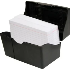 Innovative Storage Designs Plastic Card File, 350-Card Capacity, Black