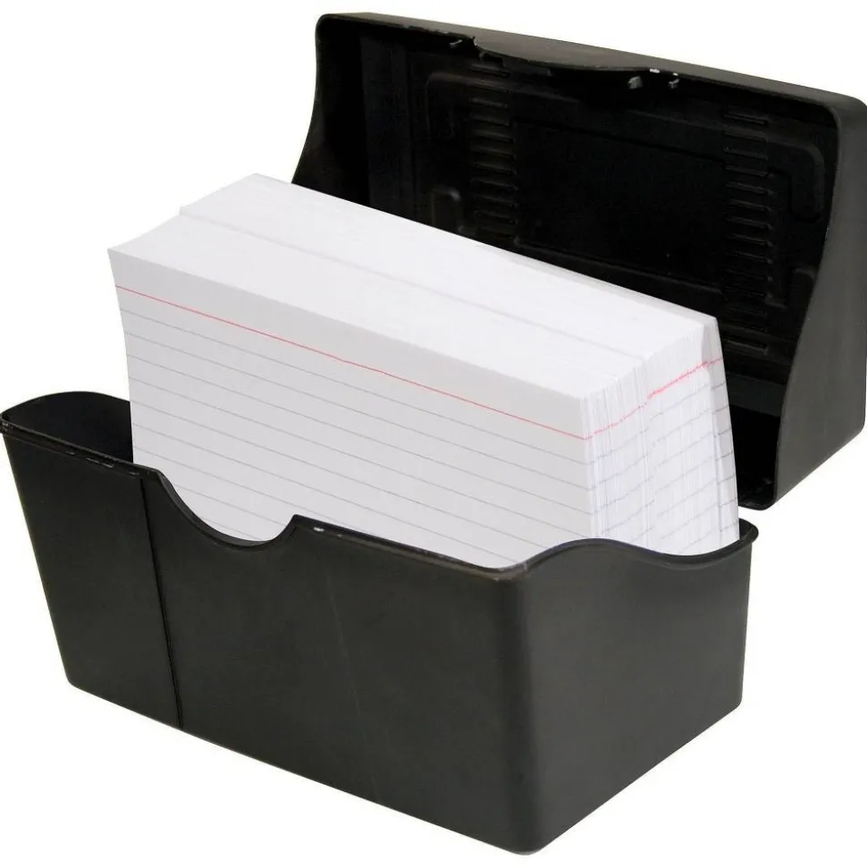 Innovative Storage Designs Plastic Card File, 350-Card Capacity, Black