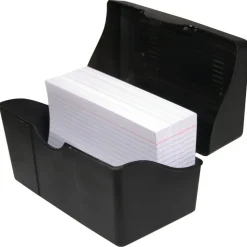 Innovative Storage Designs Plastic Card File, 300-Card Capacity, Black