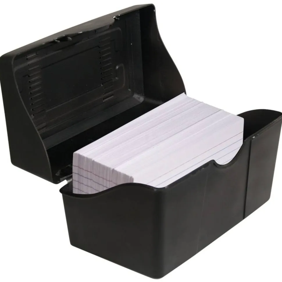 Innovative Storage Designs Plastic Card File, 3" x 5", 250-Card Capacity, Black