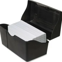 Innovative Storage Designs Plastic Card File, 3" x 5", 250-Card Capacity, Black
