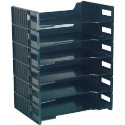 Innovative Storage Designs Stackable Letter Trays, Black, Pack Of 6