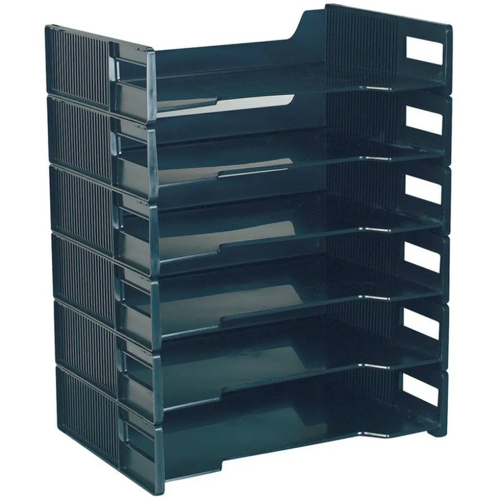 Innovative Storage Designs Stackable Letter Trays, Black, Pack Of 6