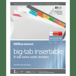 Insertable Extra-Wide Dividers With Big Tabs, Assorted Colors, 8-Tab