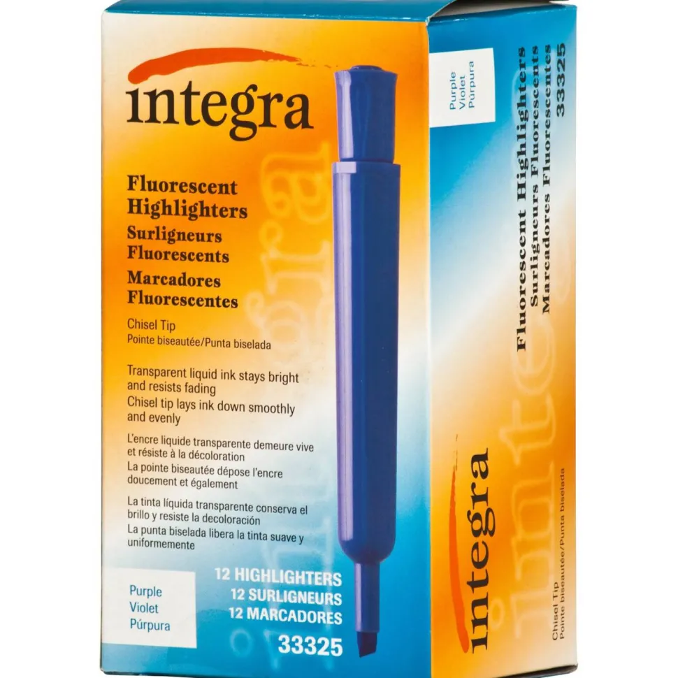 Integra Chisel Desk Liquid Highlighters - Chisel Marker Point Style - Purple - 1 Dozen