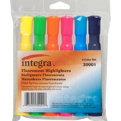 Integra Chisel Desk Liquid Highlighters, Assorted Colors, Pack Of 6