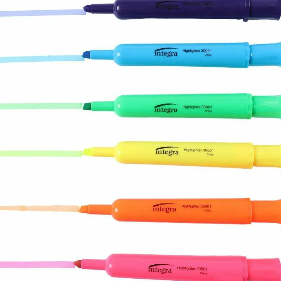 Integra Chisel Desk Liquid Highlighters, Assorted Colors, Pack Of 6