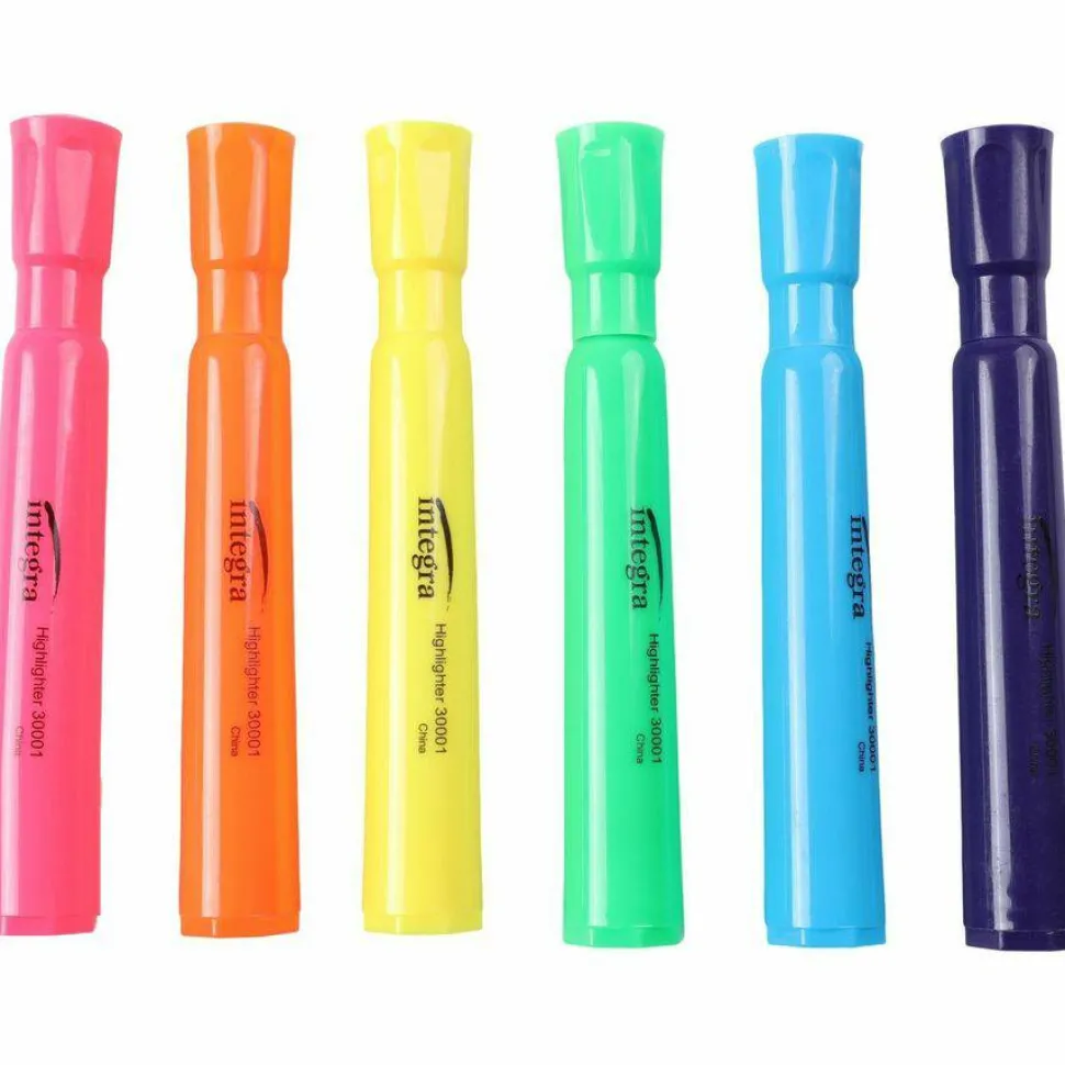 Integra Chisel Desk Liquid Highlighters, Assorted Colors, Pack Of 6