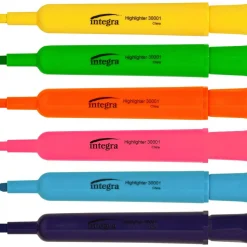 Integra Chisel Desk Liquid Highlighters, Assorted Colors, Pack Of 6