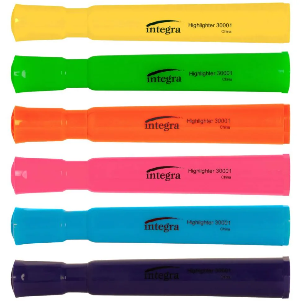 Integra Chisel Desk Liquid Highlighters, Assorted Colors, Pack Of 6