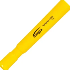 Integra Chisel Desk Liquid Highlighters - Chisel Marker Point Style - Yellow Water Based Ink - Yellow Barrel - 1 Dozen