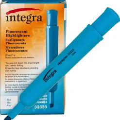 Integra Desk Chisel Highlighter, Fluorescent Blue, Pack Of 12