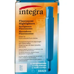 Integra Desk Chisel Highlighter, Fluorescent Blue, Pack Of 12