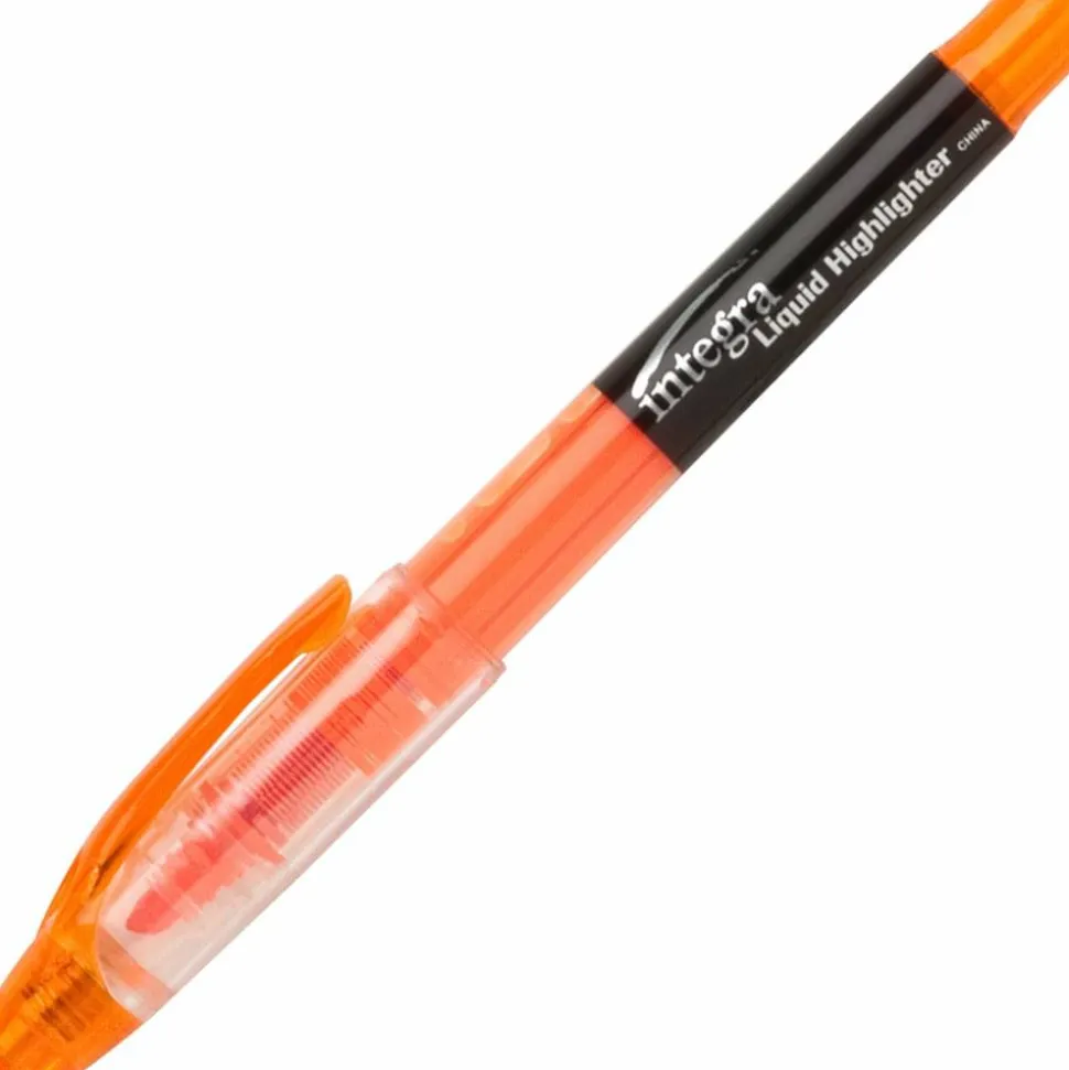Integra Liquid Highlighters - Chisel Marker Point Style - Fluorescent Orange - 1 Dozen
