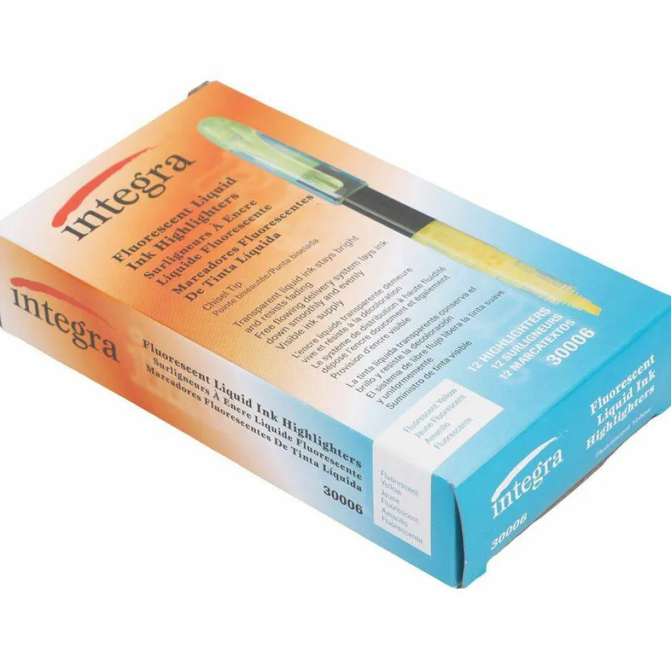Integra Liquid Highlighters - Chisel Marker Point Style - Yellow - 1 Dozen