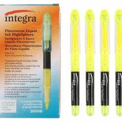 Integra Liquid Highlighters - Chisel Marker Point Style - Yellow - 1 Dozen