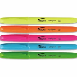 Integra Pen Style Fluorescent Highlighters - Chisel Point Style - Assorted - 5 / Set