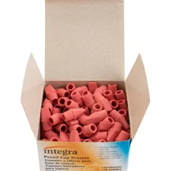Integra Pink Pencil Cap Eraser - Lead Pencil - Wedge - Latex-free - 144/Box - Pink
