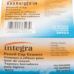 Integra Pink Pencil Cap Eraser - Lead Pencil - Wedge - Latex-free - 144/Box - Pink