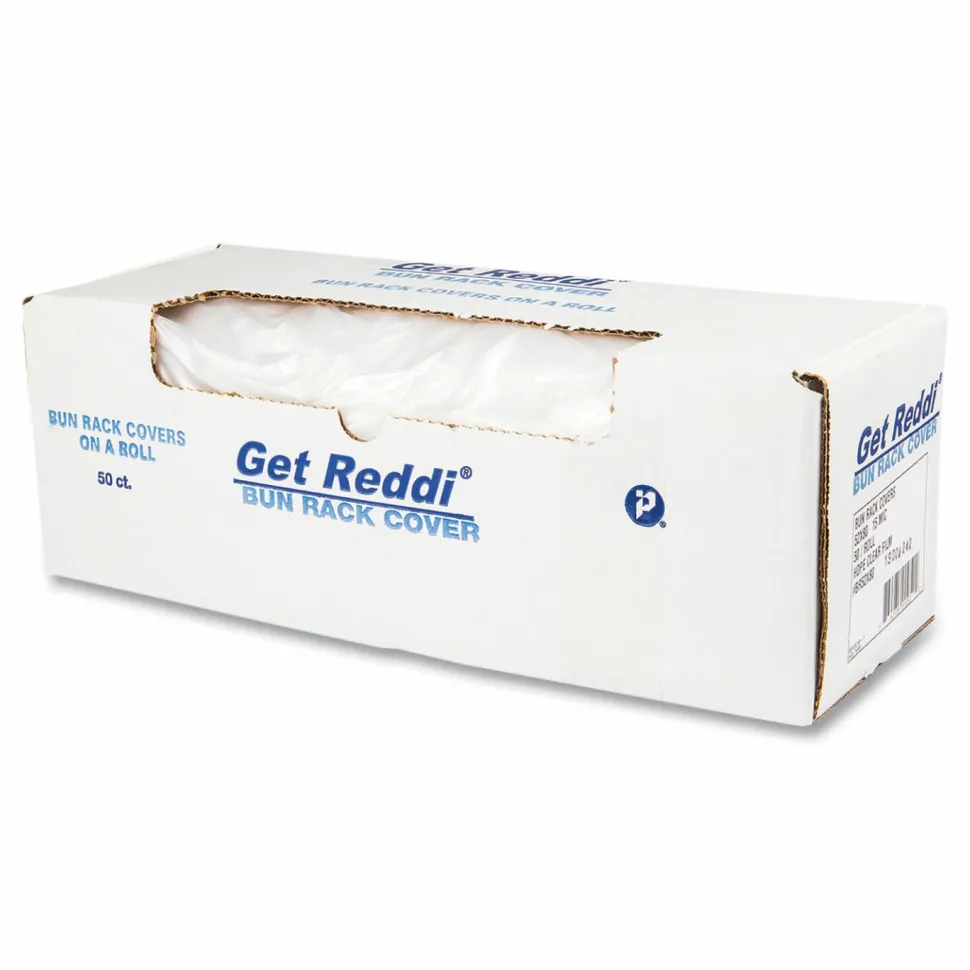 Inteplast Group Bun Rack/Pan Cover Film, 52 x 80, 1-Rack, 15 Micron, Clear, 50/Carton