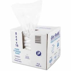 Inteplast Group Food and Utility Bags, 2 gal, 8" x 4" x 18", Clear, 1,000/Carton